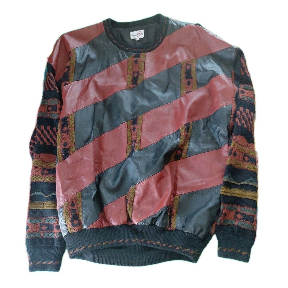 Vintage Bagazio Men's Pullover Mixed Media Knit Cosby/Biggie Sweater XXL